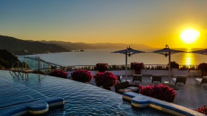 Sunset poolside at Grand Miramar in Puerto Vallarta