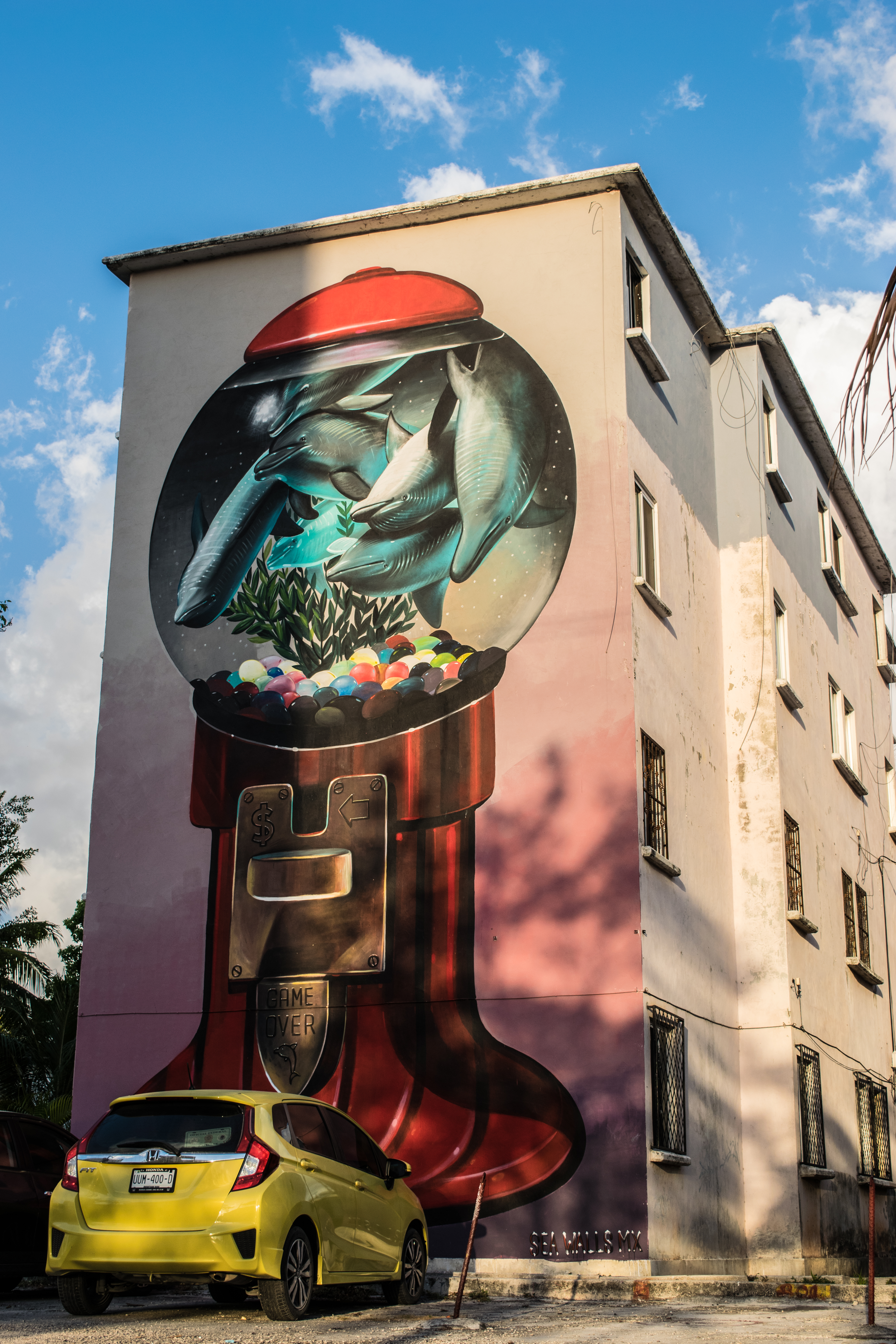 gumball machine mural in Cancun