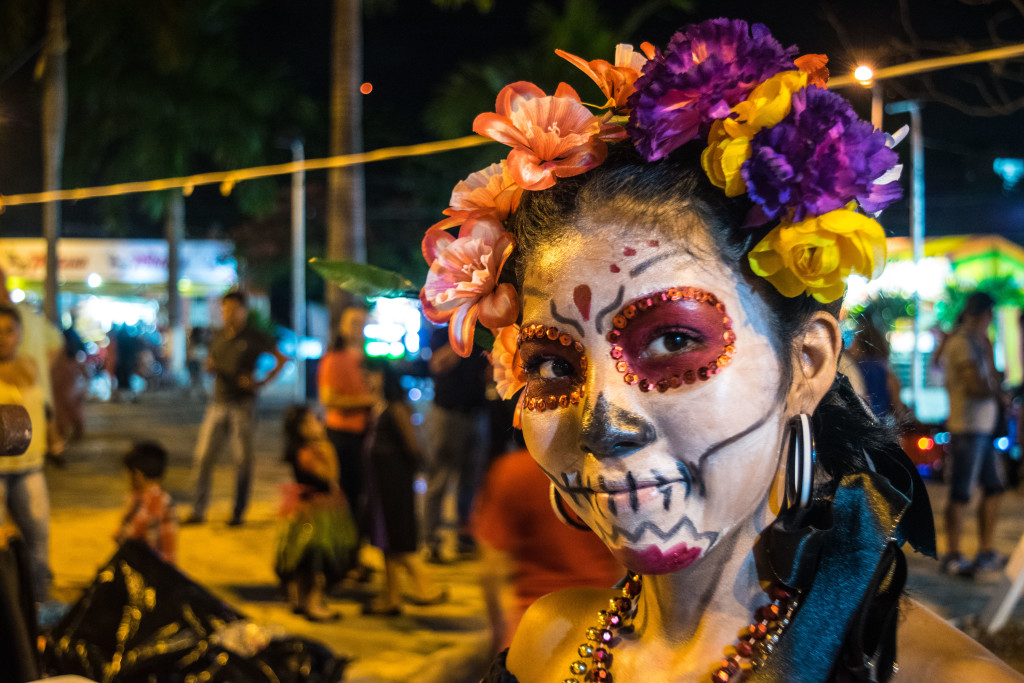 Catrina makeup at Parque las Palapas, Cancun