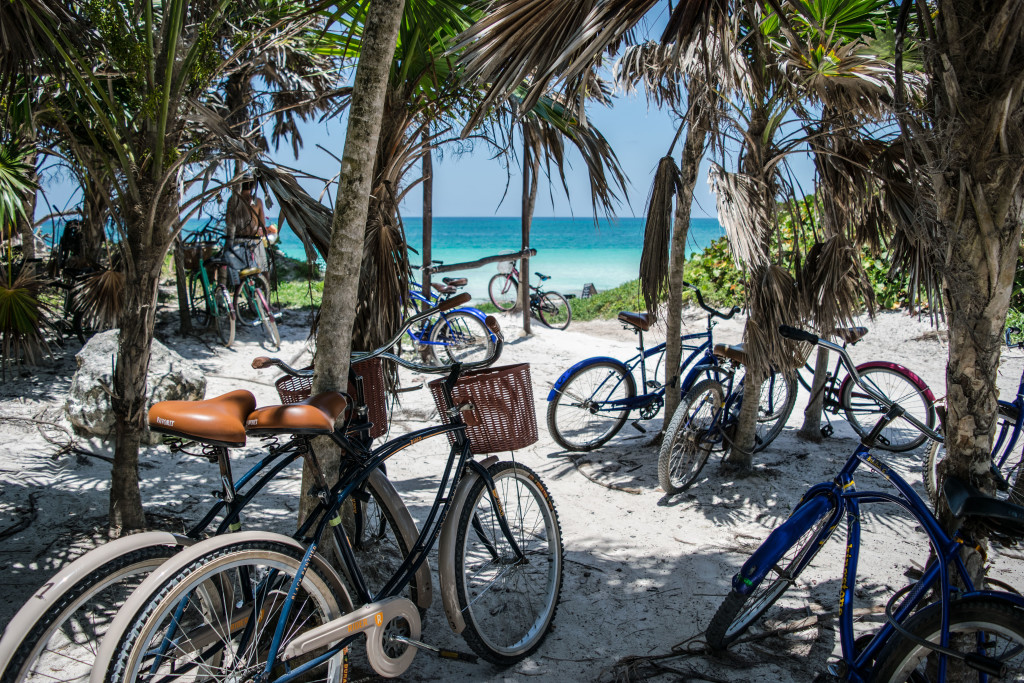 Bikes on the beach, Tulum