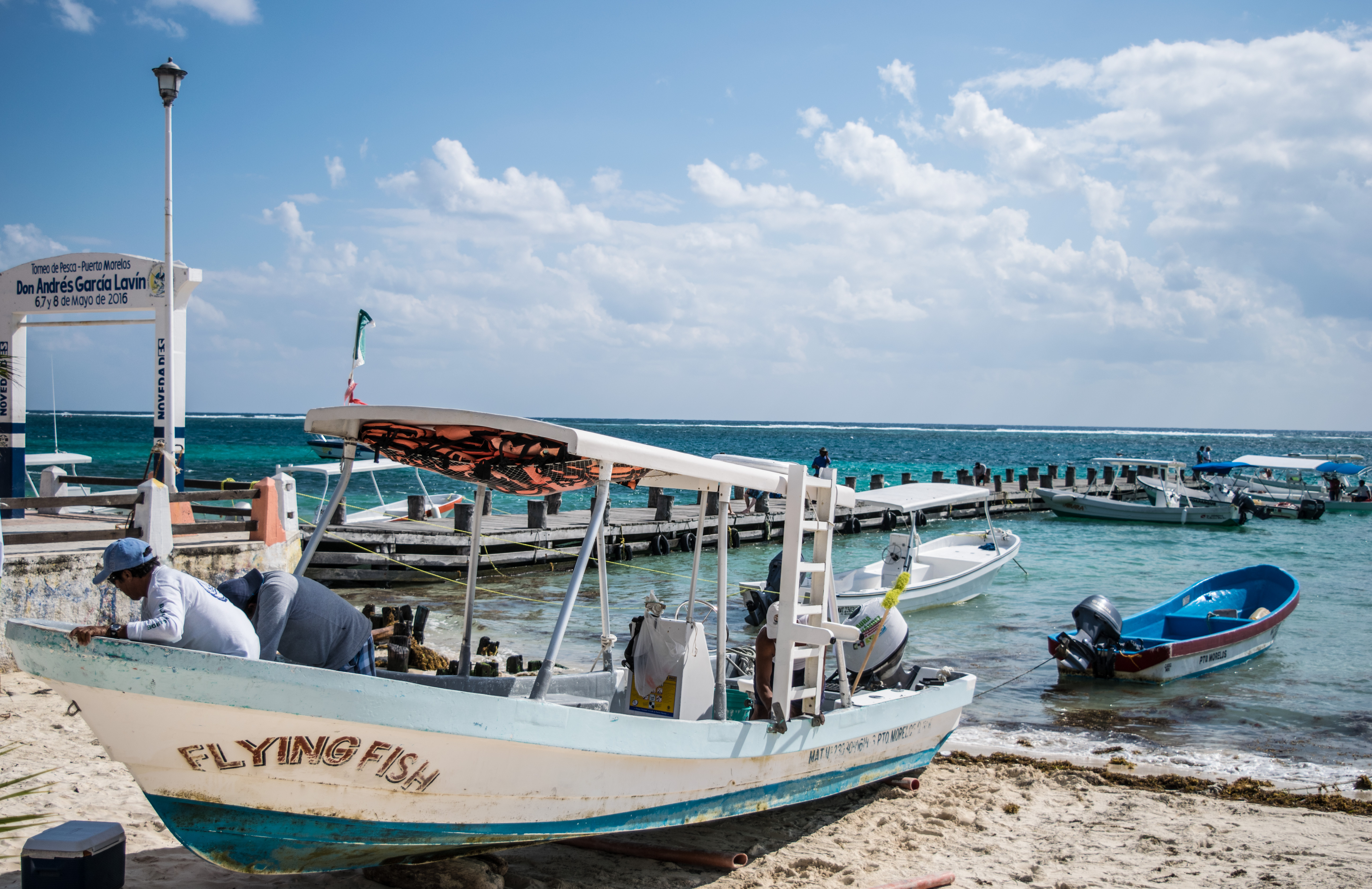 boat and docks in Puerto Morelos