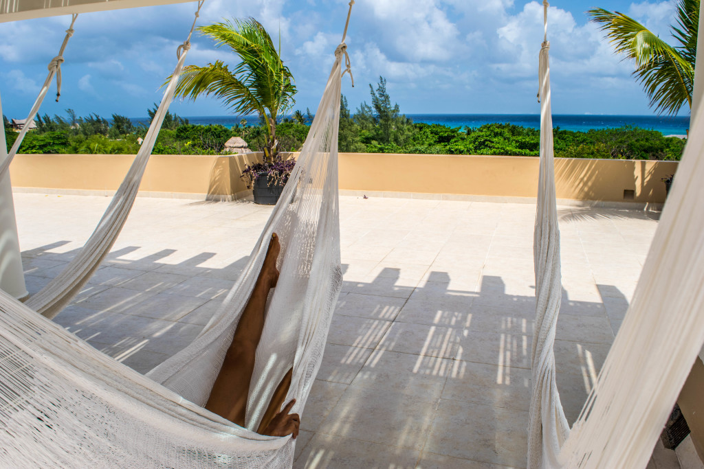 relaxing in a hammock