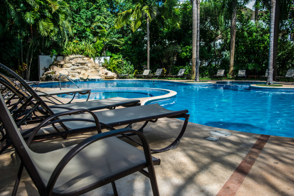 loungers at the pool