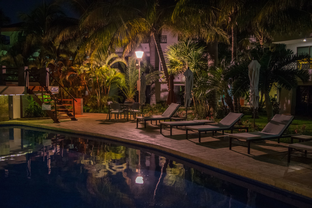 poolside at night