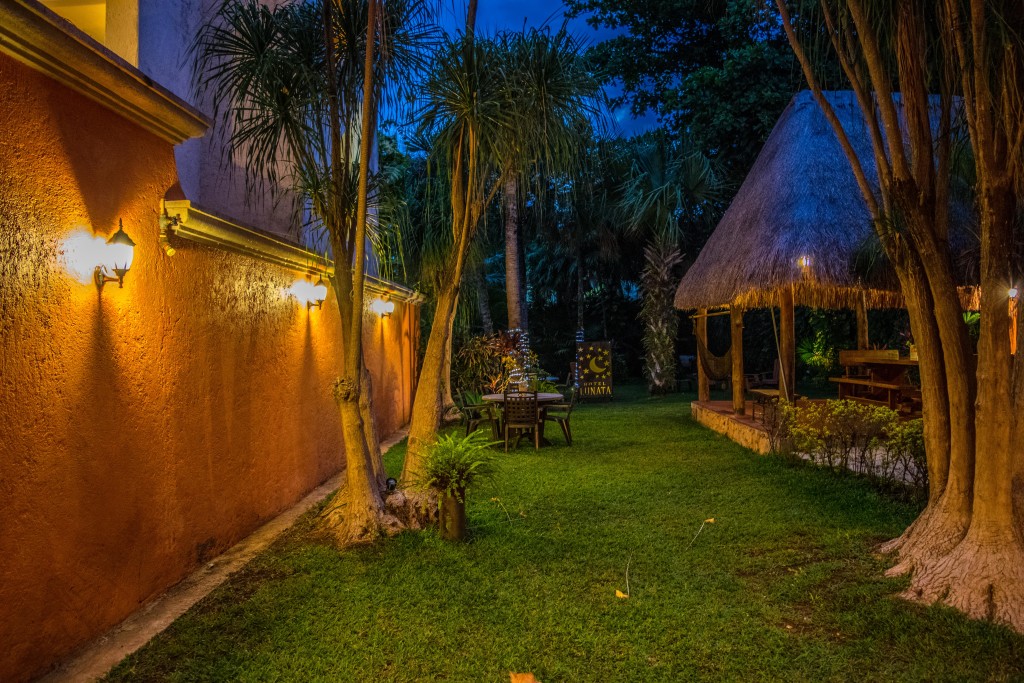 gardens at Hotel Lunata in the evening