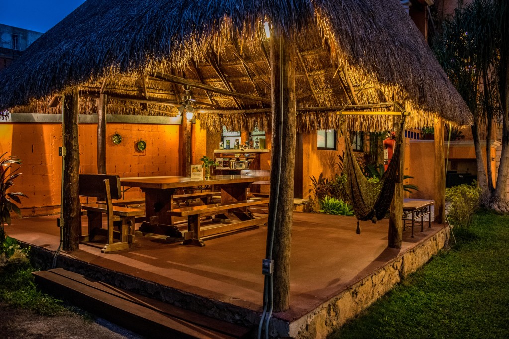 breakfast nook at Hotel Lunata in evening