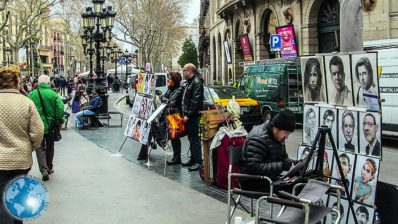 Artists on the Rambla in Barcelona