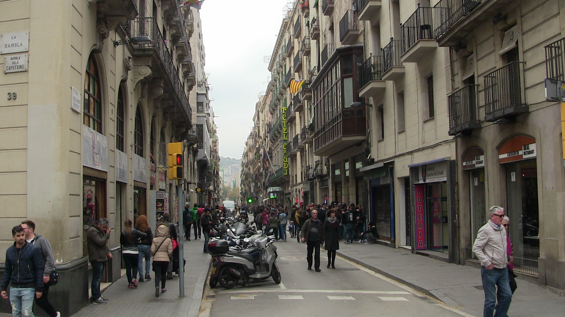 Crowded Street in Barcelona, Spain