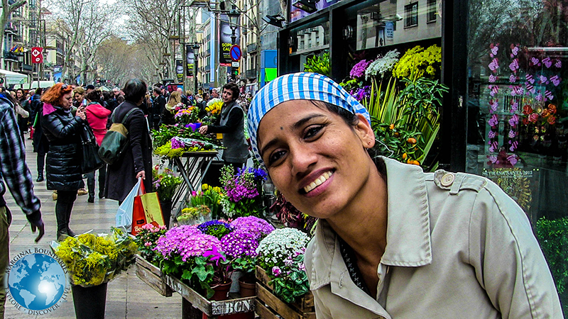 Cris on La Rambla in Barcelona