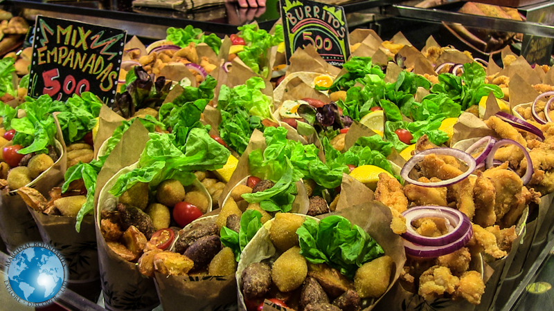 bocadillos and tapas at La Boqueria