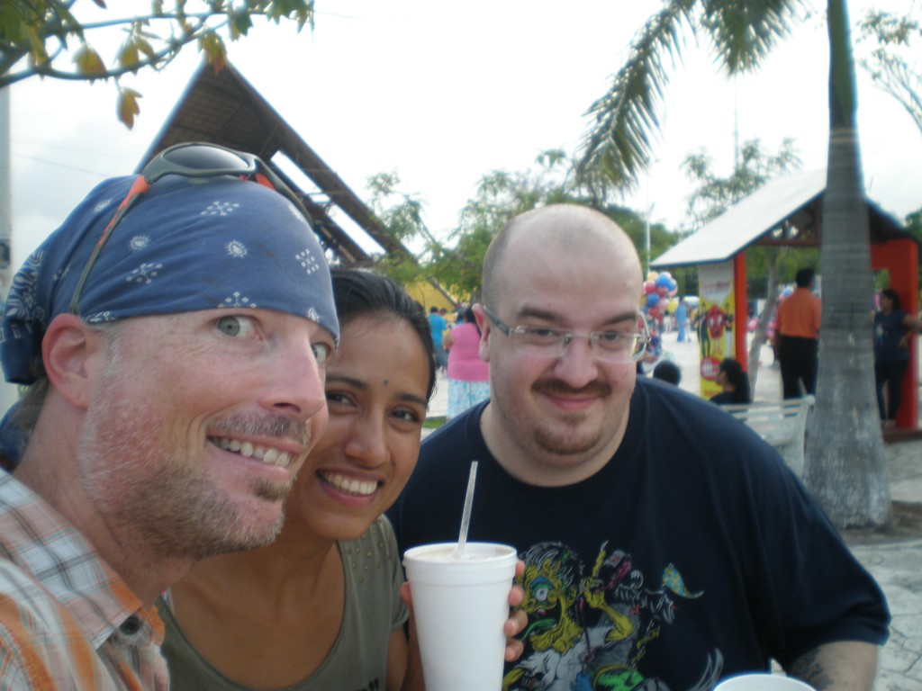 Devlin, Cris and Tim at the Parque Las Palapas in Cancun