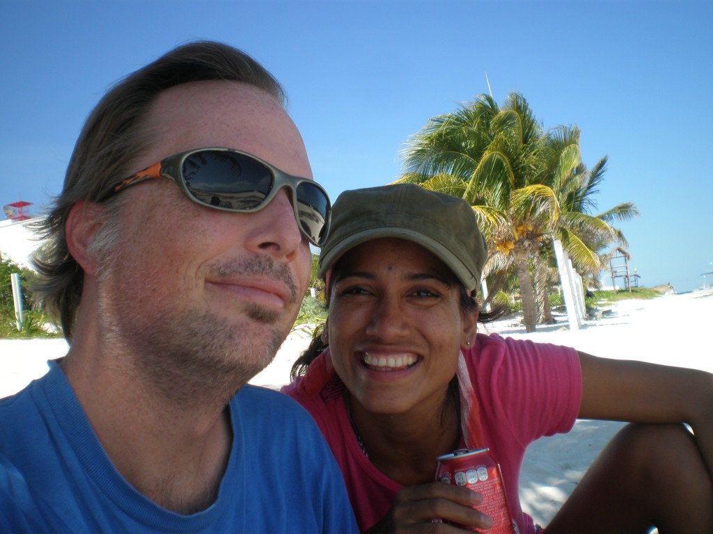 Cris and Tim on the beach in Puerto Morelos