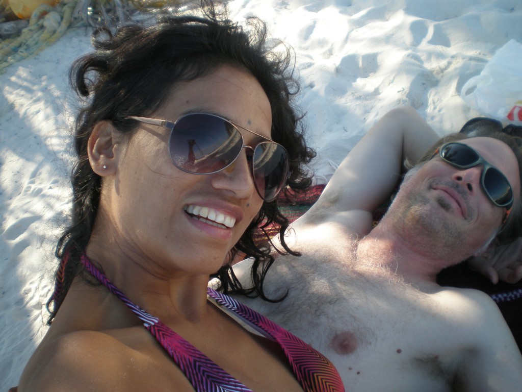 Cris and Tim on the beach in Puerto Morelos